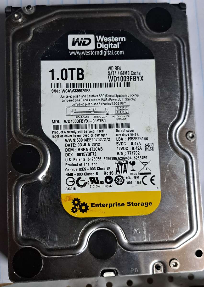 Western Digital 1TB SATA PC Harddrive
