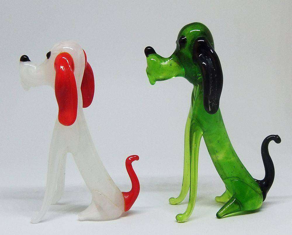 Three adorable vintage blown glass dog figures in excellent condition