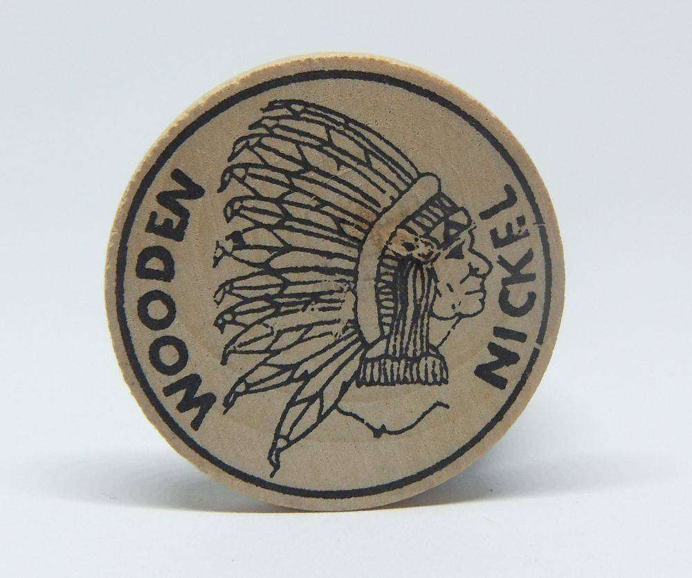American wooden nickel token -