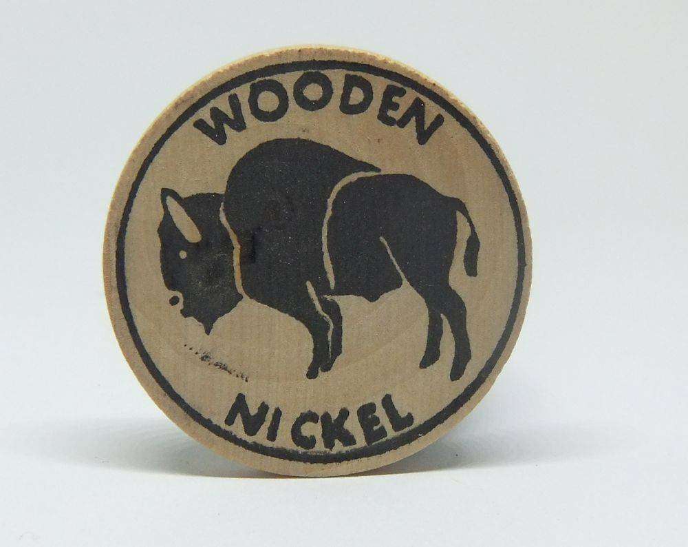 American wooden nickel token -