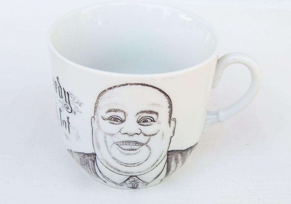 A rare antique German porcelain oversized mug made for British carnivals as prizes