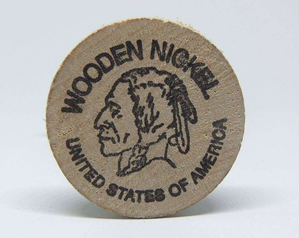 American wooden nickel token -