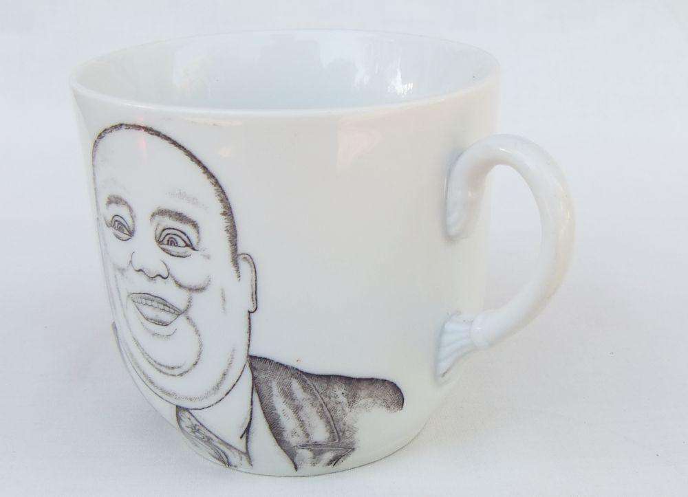 A rare antique German porcelain oversized mug made for British carnivals as prizes