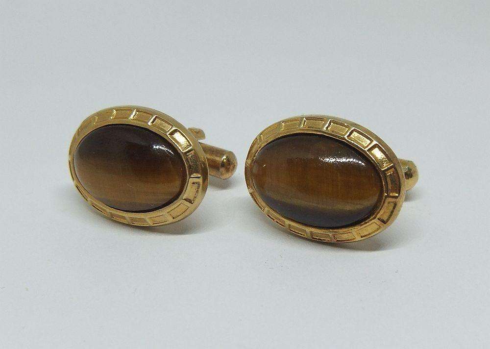 UNDER R100 - Collectable - Vintage genuine Tigers Eye cufflinks