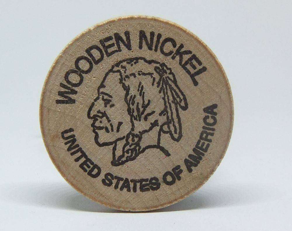 American wooden nickel token -