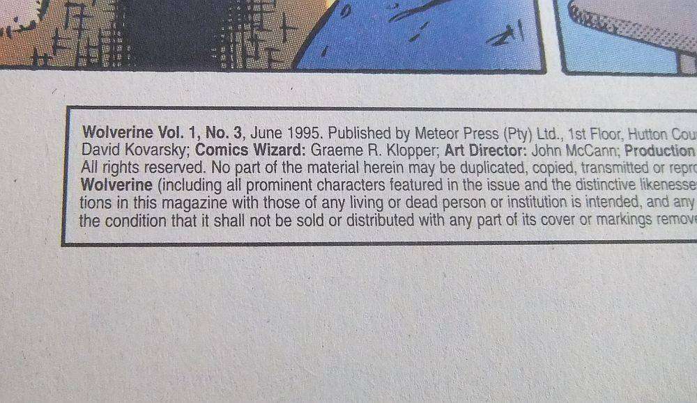 June 1995 - Marvel Comics - Wolverine - Volume 1 No 3