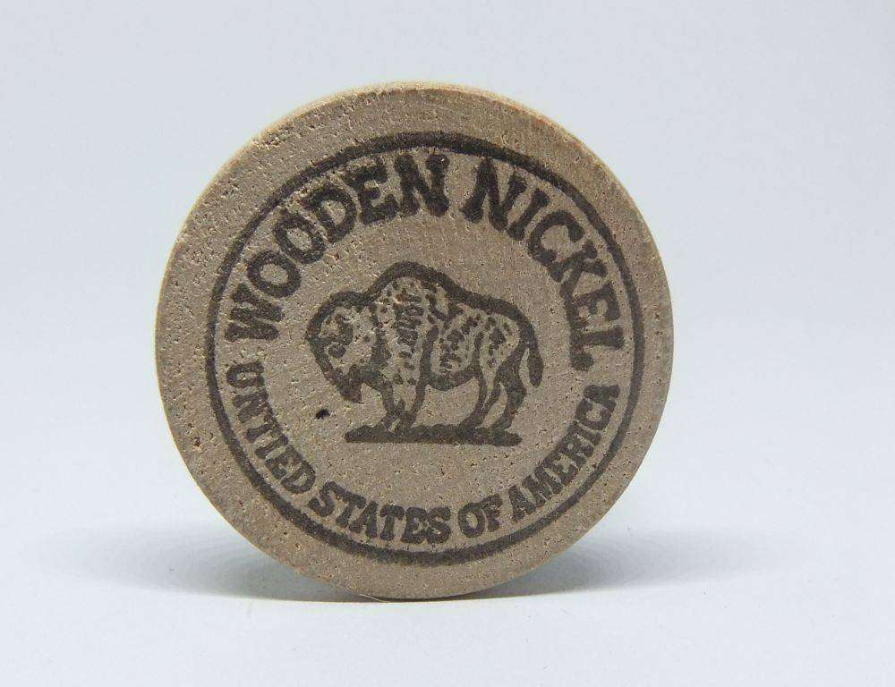 American wooden nickel token -