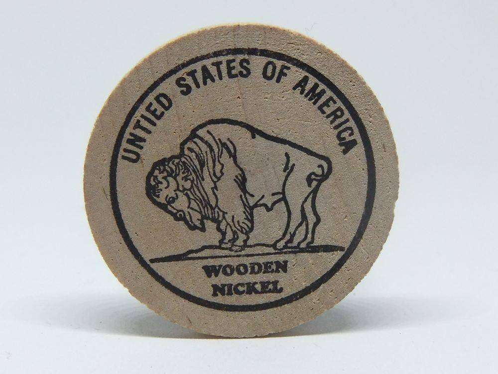 American wooden nickel token -