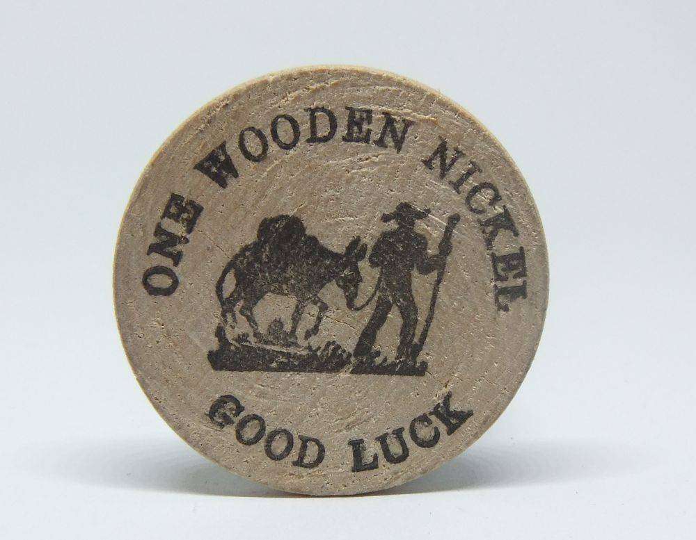 American wooden nickel token -