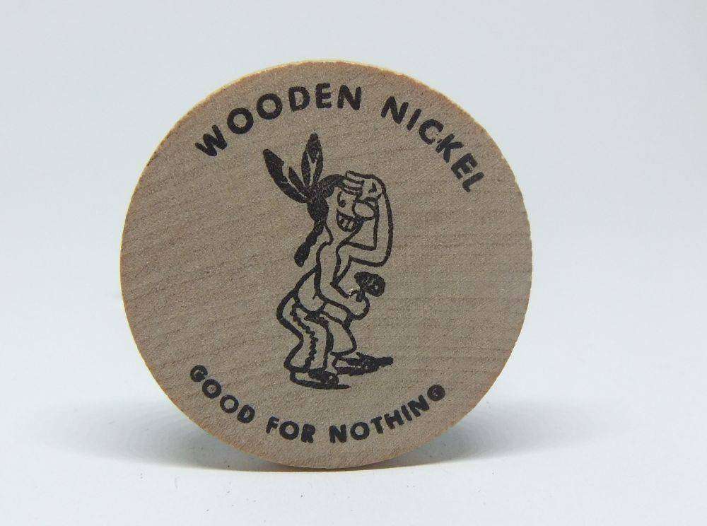 American wooden nickel token -