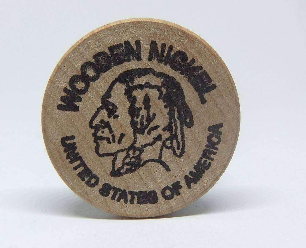 American wooden nickel token -