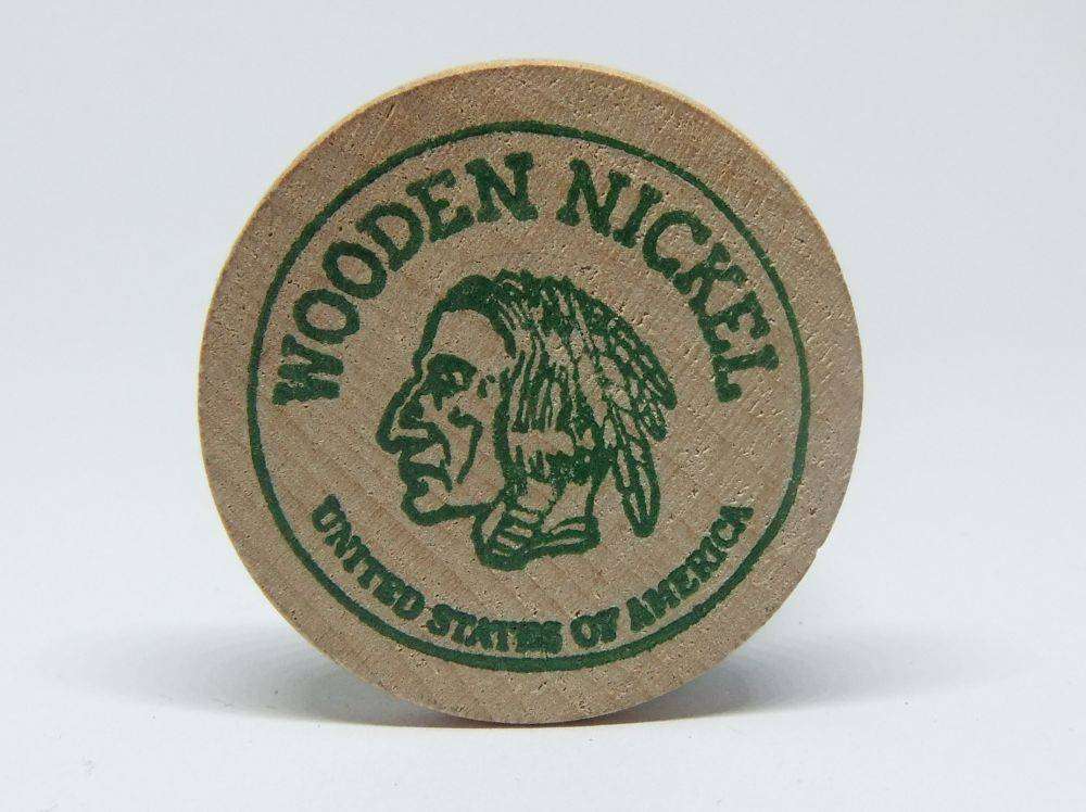 American wooden nickel token -