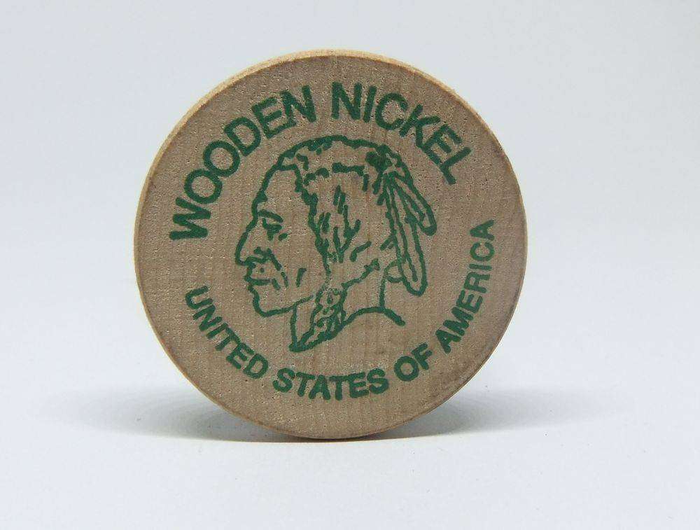 American wooden nickel token -