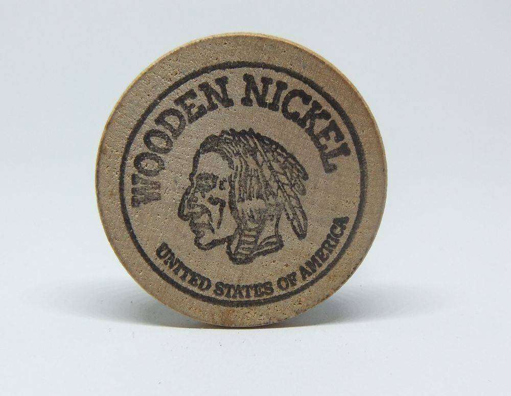 American wooden nickel token -