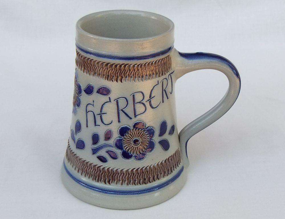 A vintage hand painted bar jug made by Goebel Germany