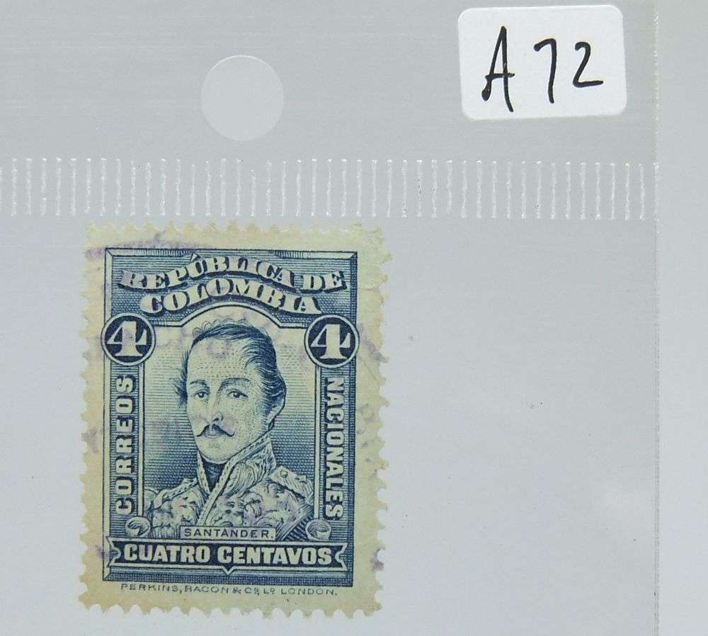 UNDER R100 -Antique / Vintage postage stamp - Colombia 4 Centavos