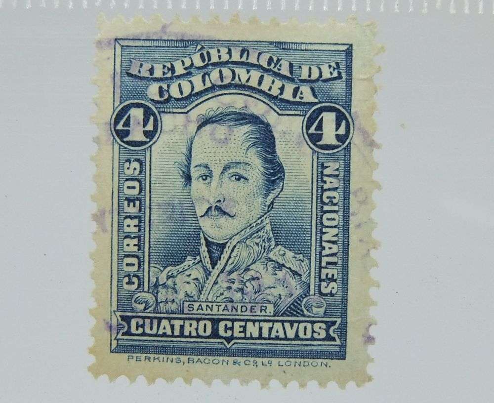 UNDER R100 -Antique / Vintage postage stamp - Colombia 4 Centavos