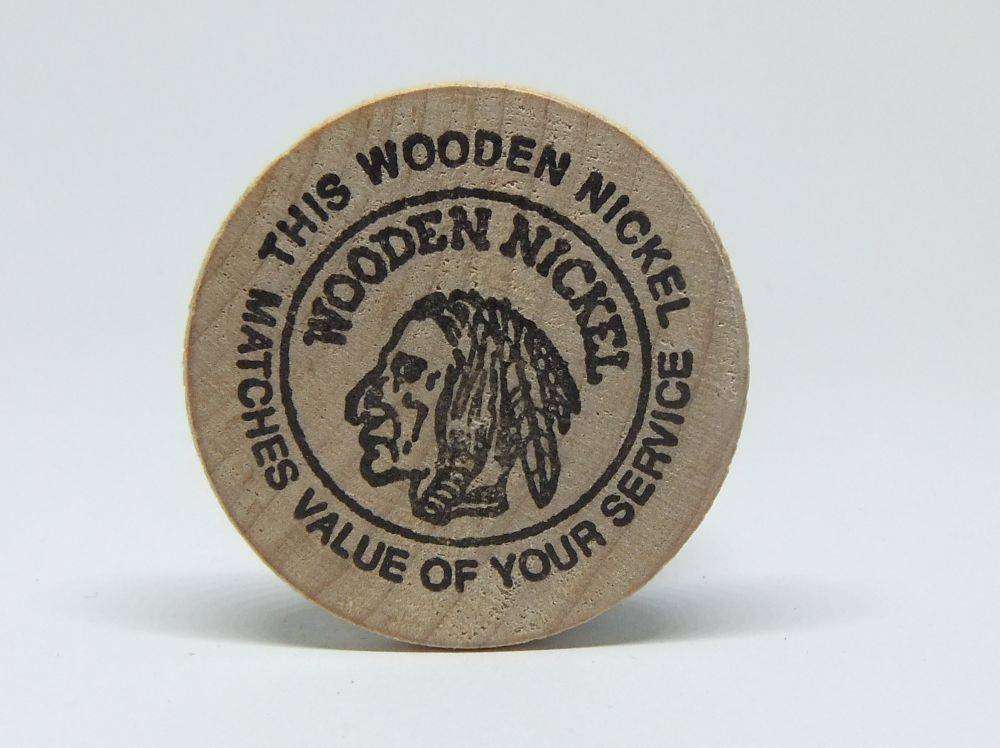 American wooden nickel token -
