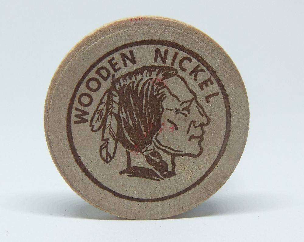 American wooden nickel token -