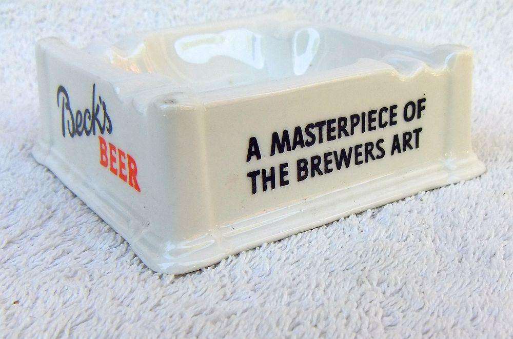 A vintage German porcelain ashtray advertising Bek`s Beer