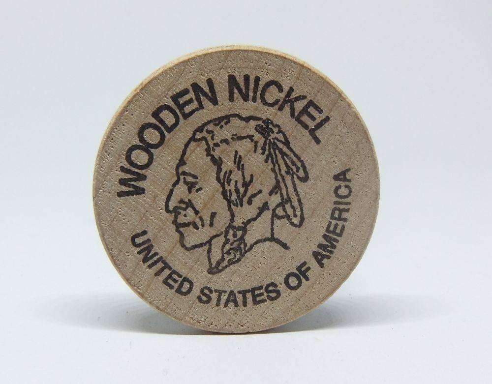 American wooden nickel token -