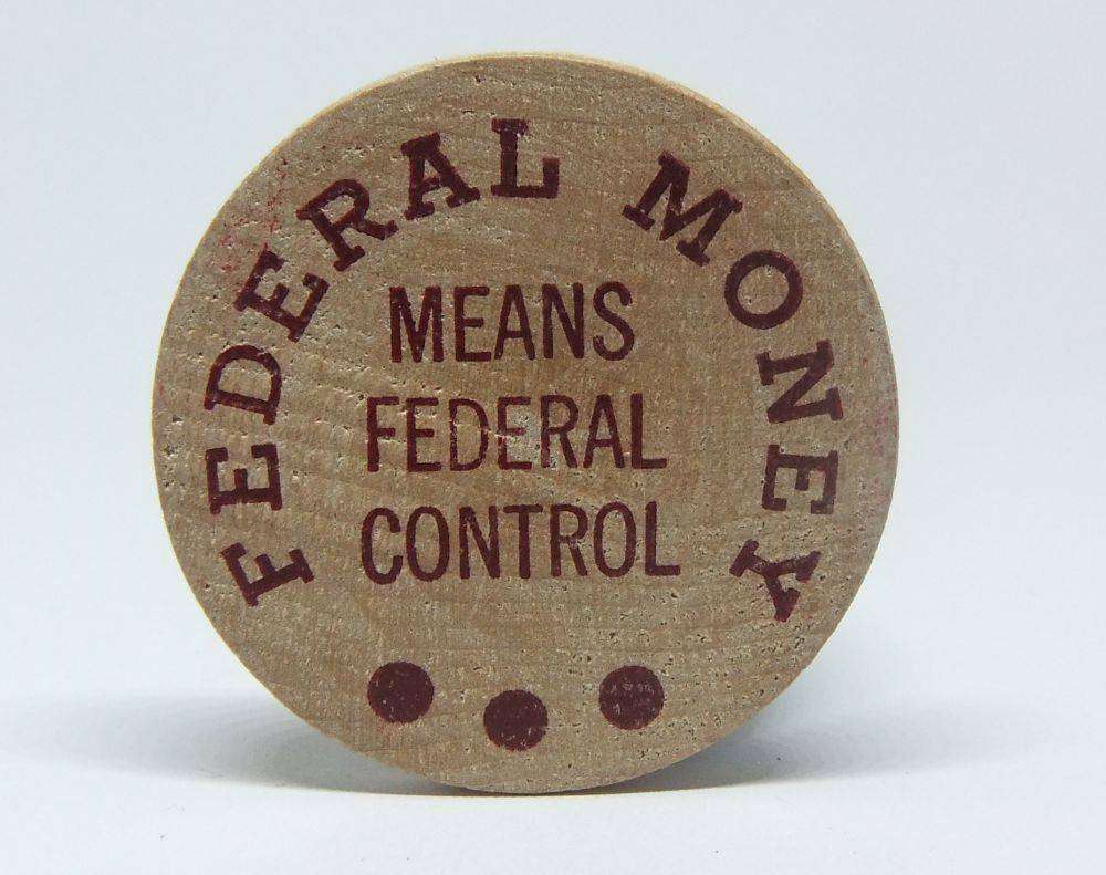 American wooden nickel token -