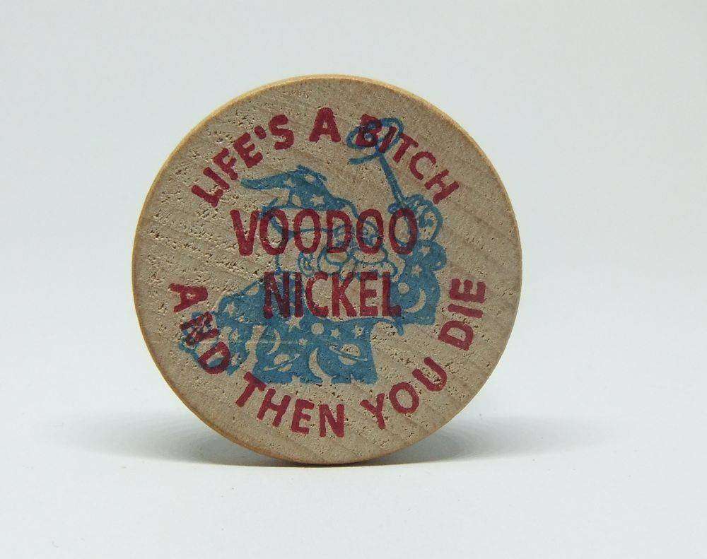 American wooden nickel token -