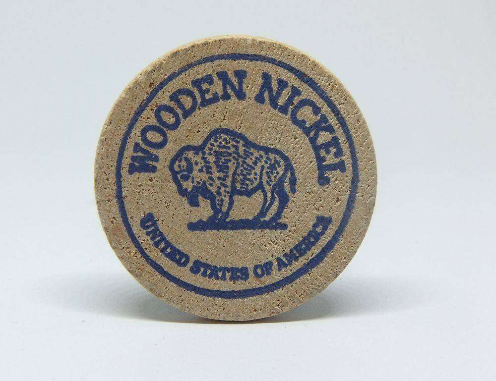 American wooden nickel token -