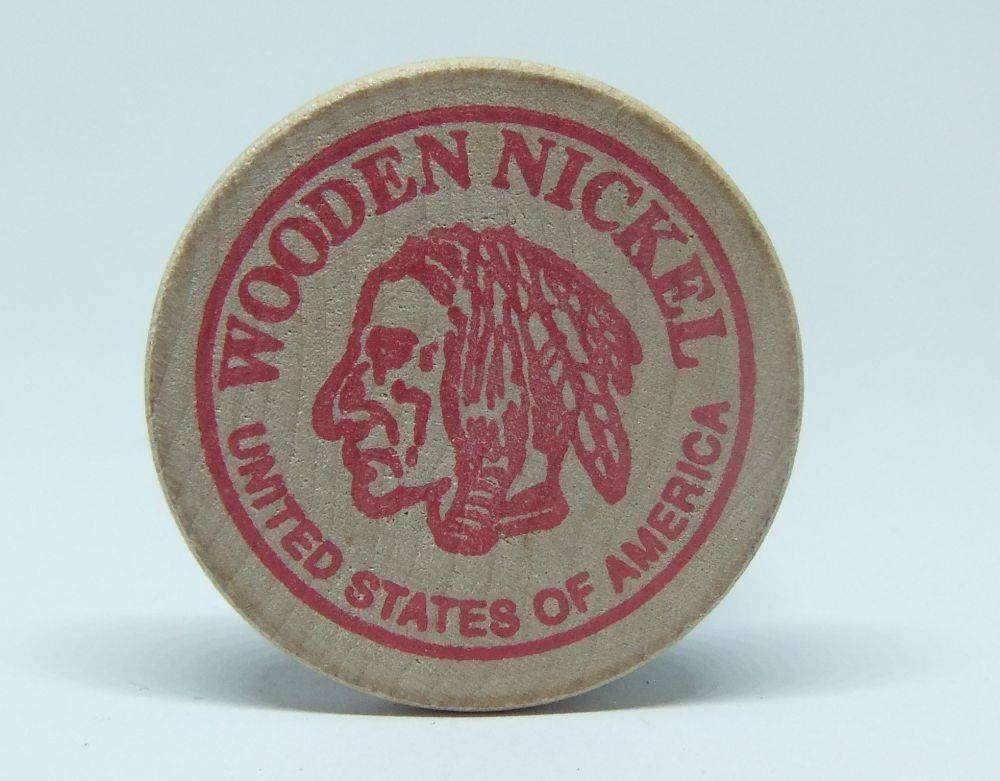 American wooden nickel token -