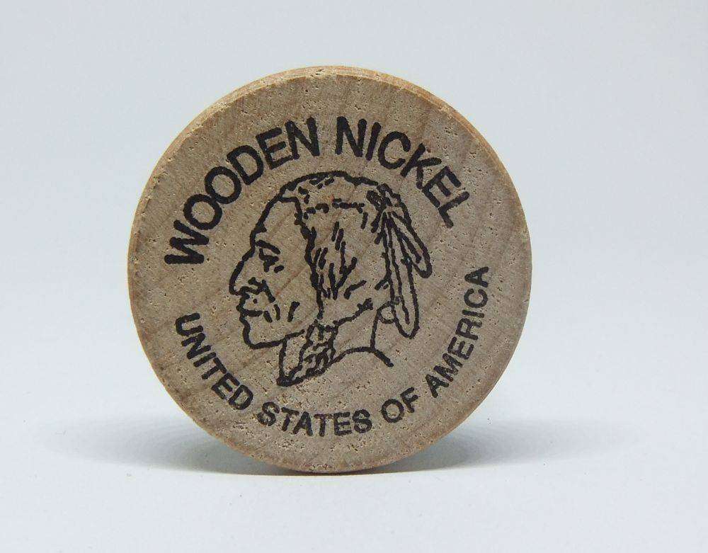 American wooden nickel token -
