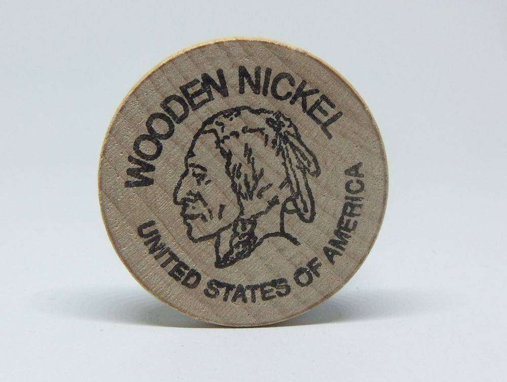 American wooden nickel token -