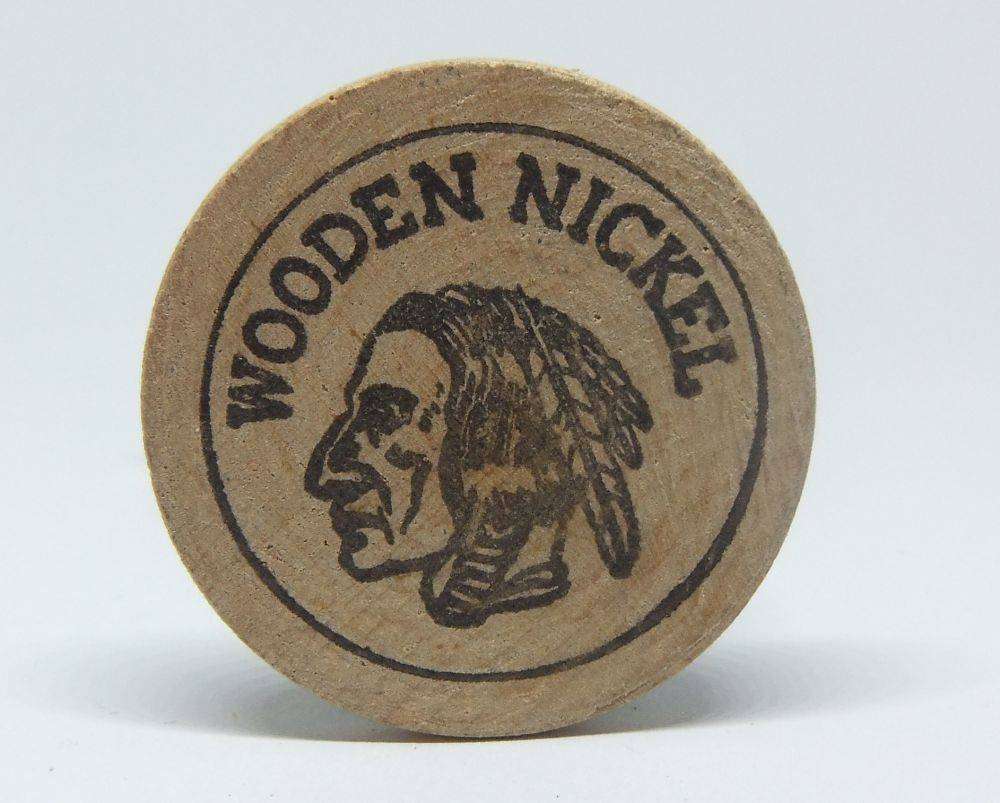 American wooden nickel token -