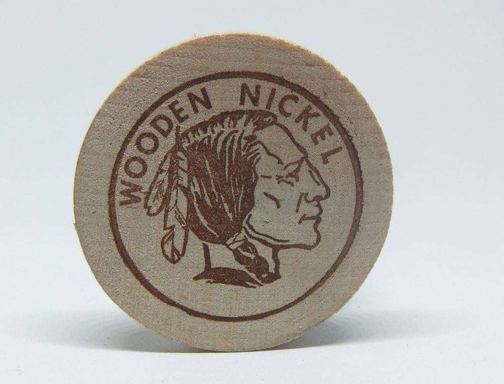 American wooden nickel token -