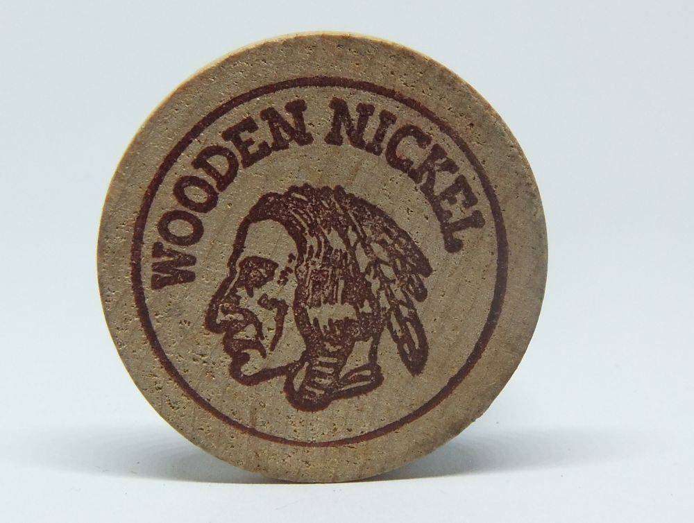 American wooden nickel token -