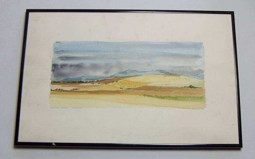 An original watercolour painting of the Caledon wheatlands signed Coleman dated 1986