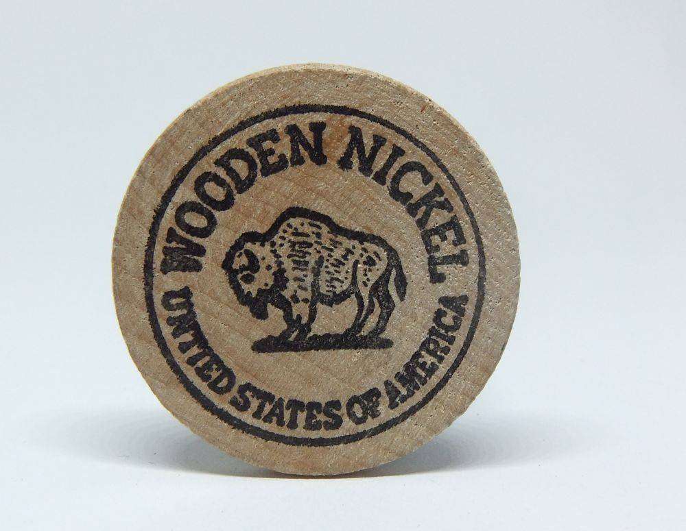 American wooden nickel token -