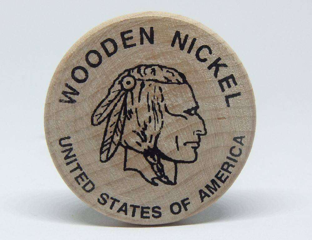 American wooden nickel token -