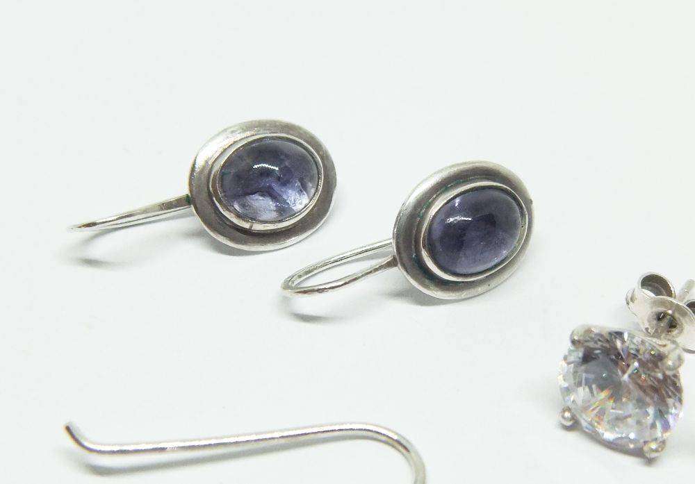 Three beautifully different pairs of sterling silver earrings - bid for all