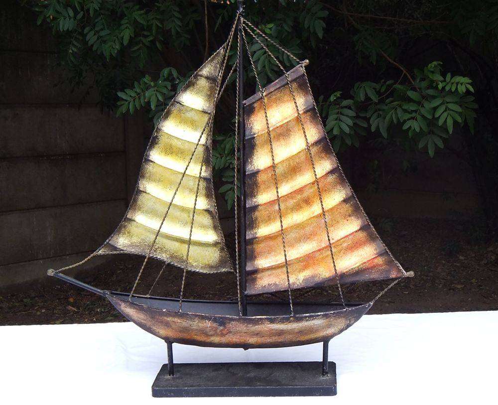 A stunning and big all metal sailing boat decor ornament