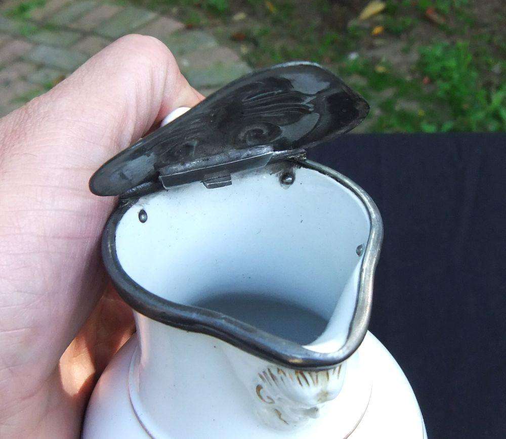 A rare antique mid 1800`s tankard with hinged pewter lid