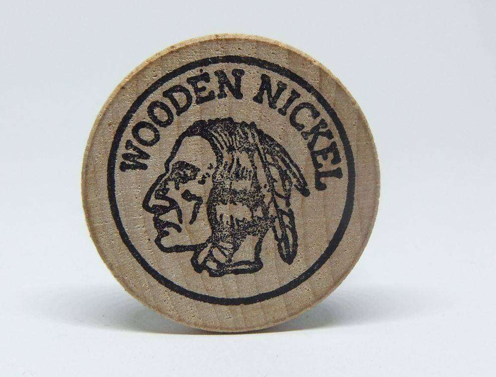 American wooden nickel token -