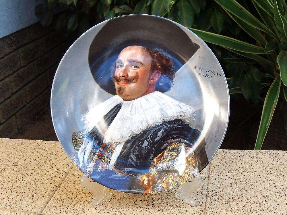 A vintage German made porcelain display plate by Kaiser depicting an image of Frans Hals