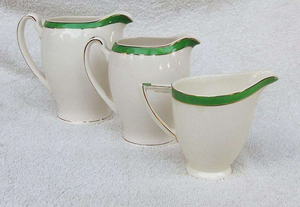 Three Art Deco period porcelain serving jugs by Alfred Meakin England