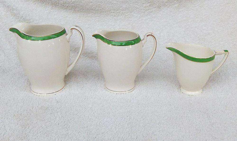 Three Art Deco period porcelain serving jugs by Alfred Meakin England