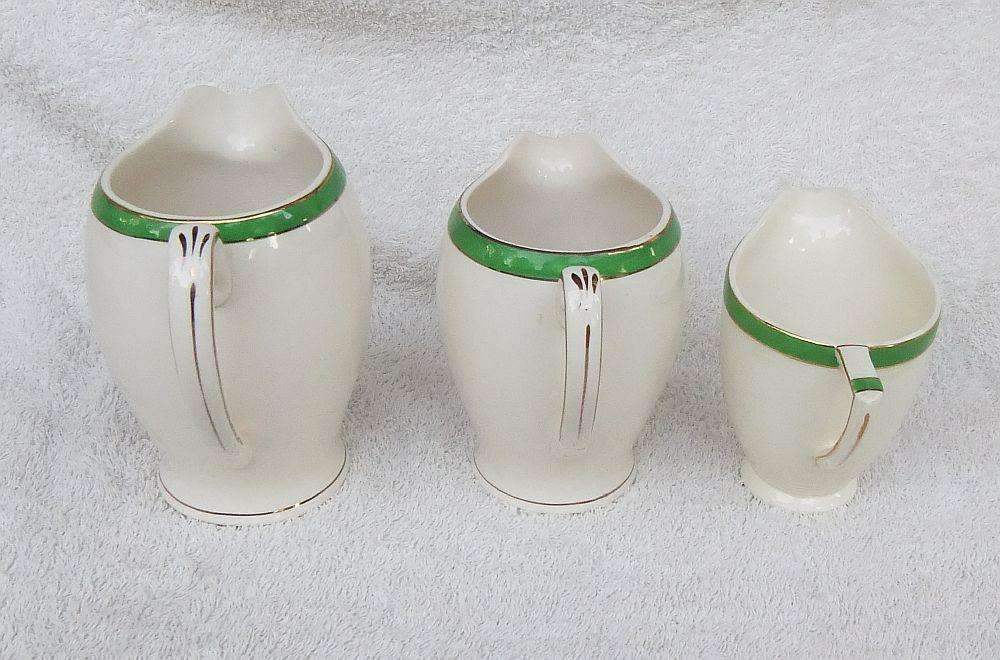 Three Art Deco period porcelain serving jugs by Alfred Meakin England