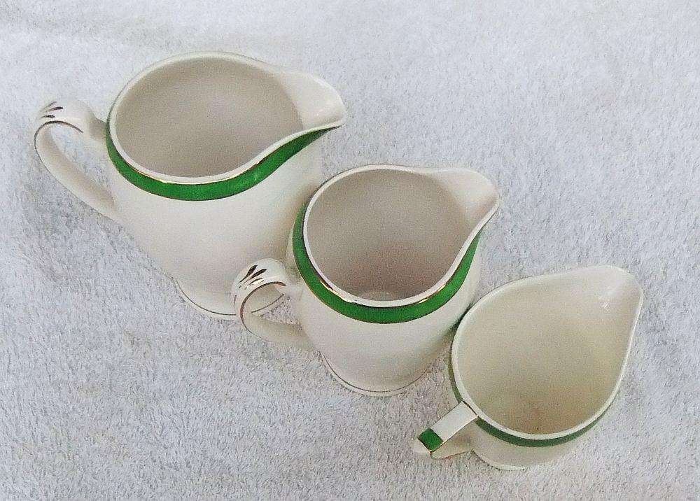 Three Art Deco period porcelain serving jugs by Alfred Meakin England