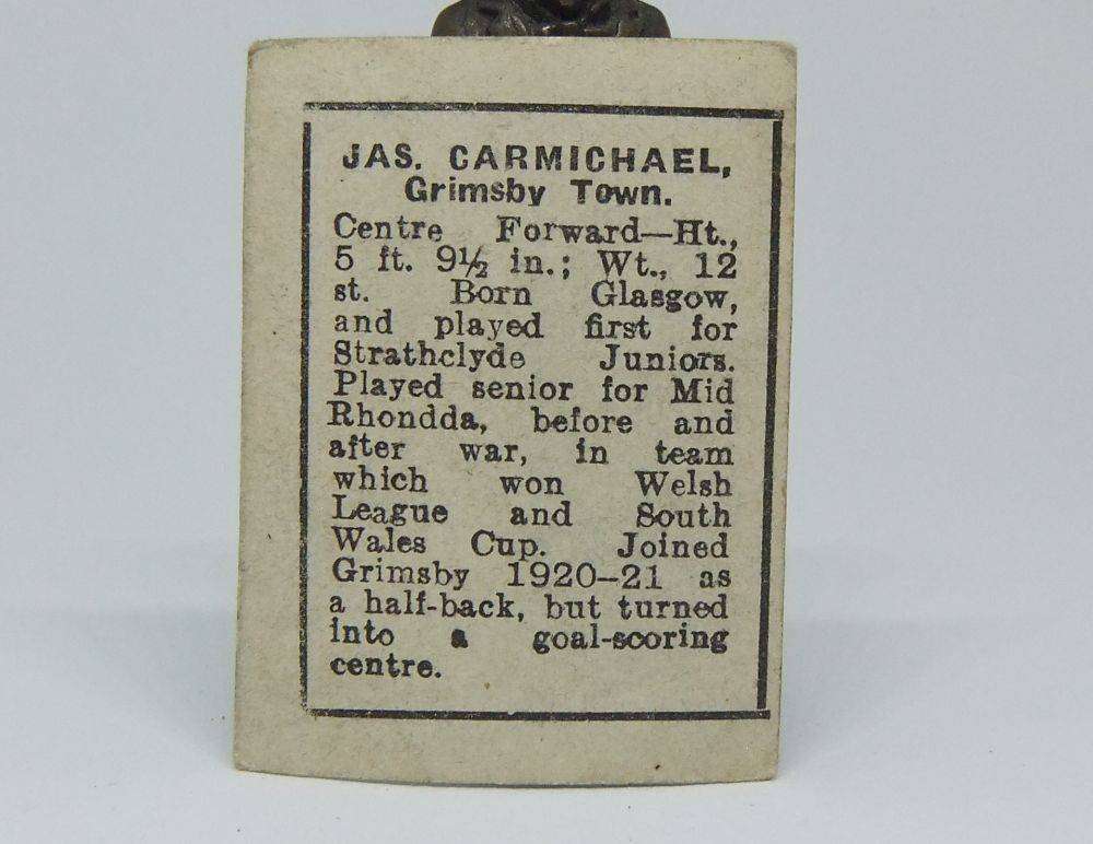 UNDER R100 - 1920`s Sports card - Football - Jas Carmichael - Grimsby Town F.C