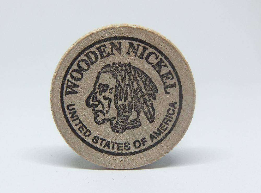 American wooden nickel token -