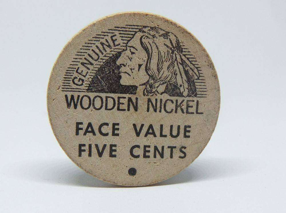 American wooden nickel token -