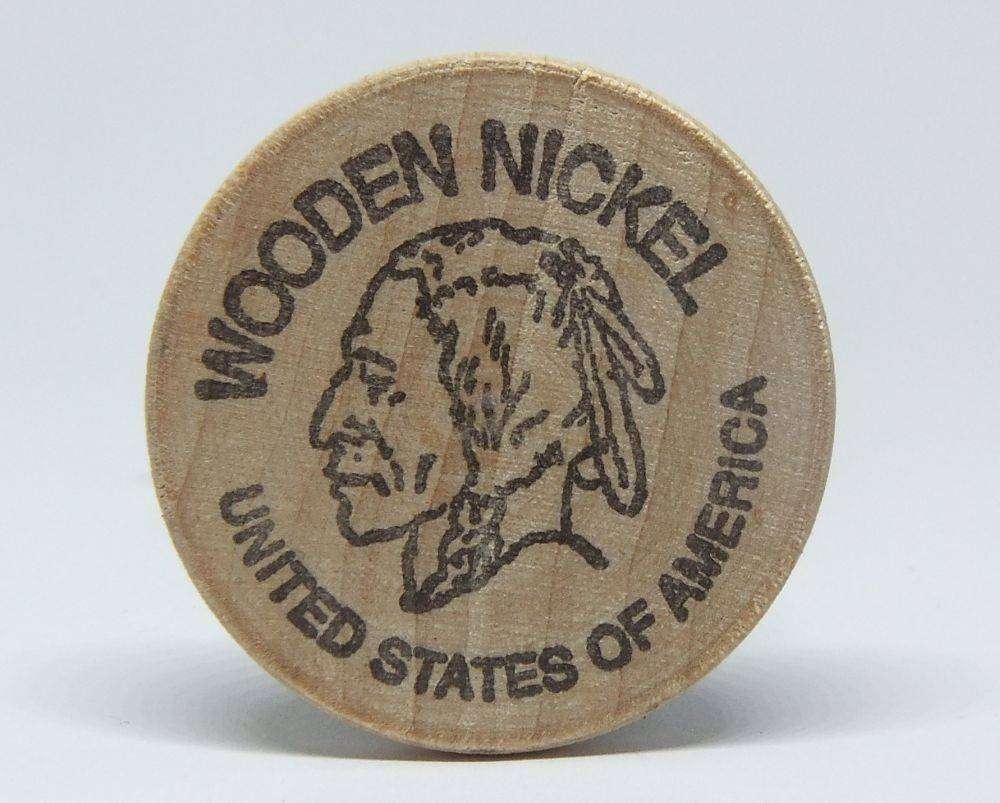 American wooden nickel token -